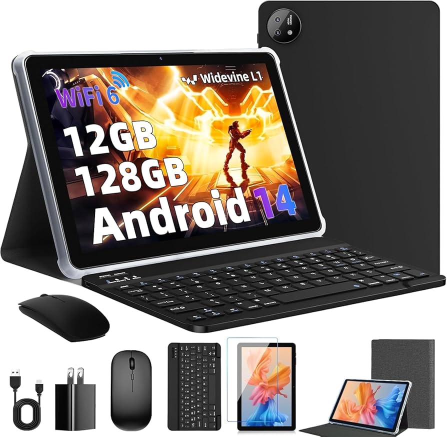 Android 14 Tablet, 10-inch with Bluetooth 5.4, 12GB RAM +
